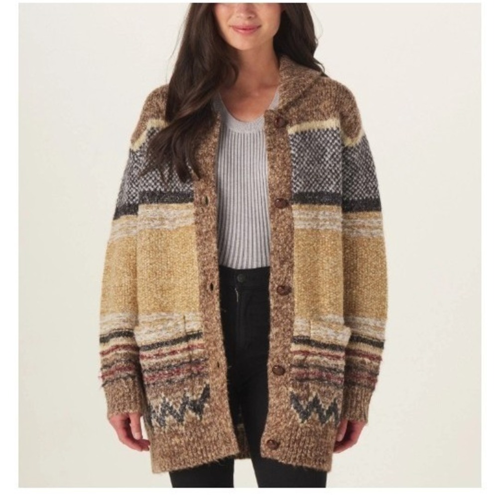 The Normal Brand Women Sweater Medium NWT Carmy Heritage Cardigan Chunky Striped